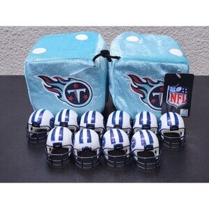 🏈Bundle Lot Of 10 NFL Mini Logo Helmets Tennessee Titans + Hanging Dice For Car